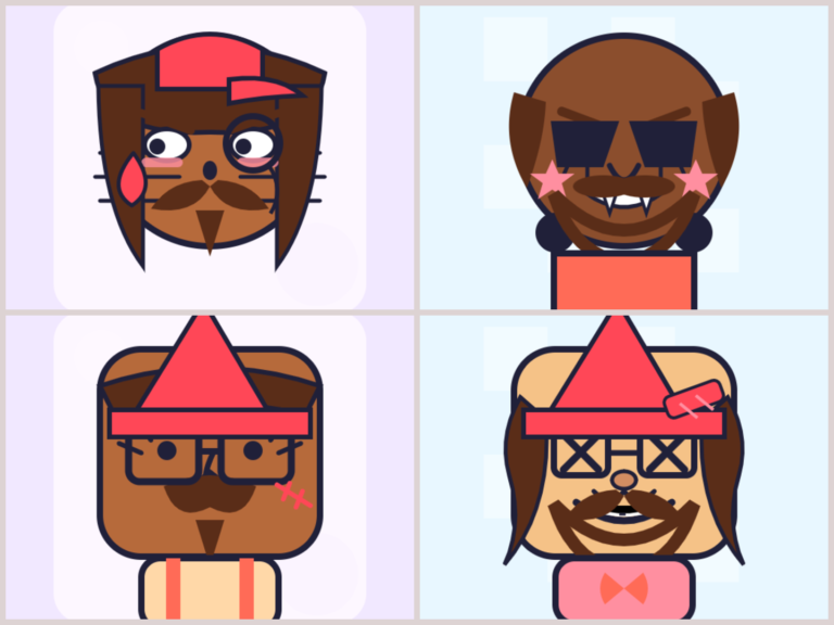 Free Picrew alternatives comparison showing square, cat, pixel, and cartoon avatar makers
