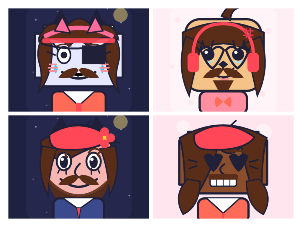 Square Face Generator preview showing cute customizable square face avatars